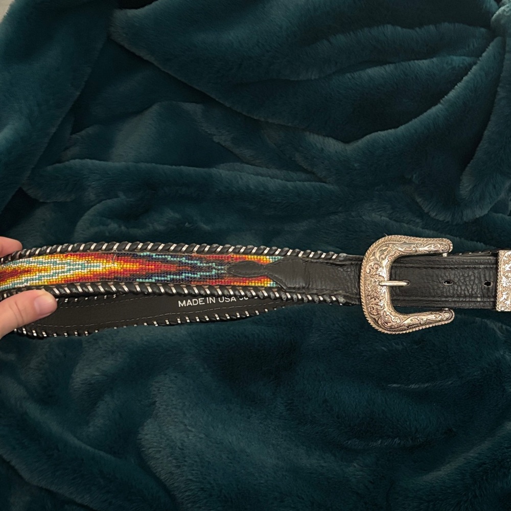 Circle Y hand beaded leather belt